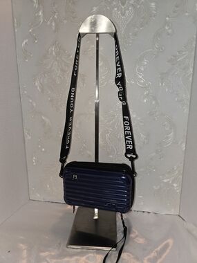 WATER PROOF Forever Young Navy Blue Crossbody Messenger Bag with Black Strap